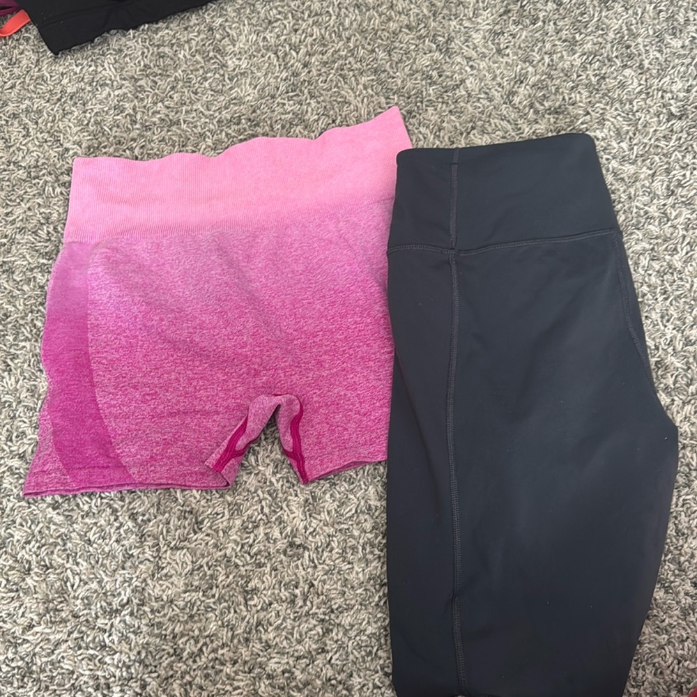 Pink sport shorts and Victoria secret sport leggings